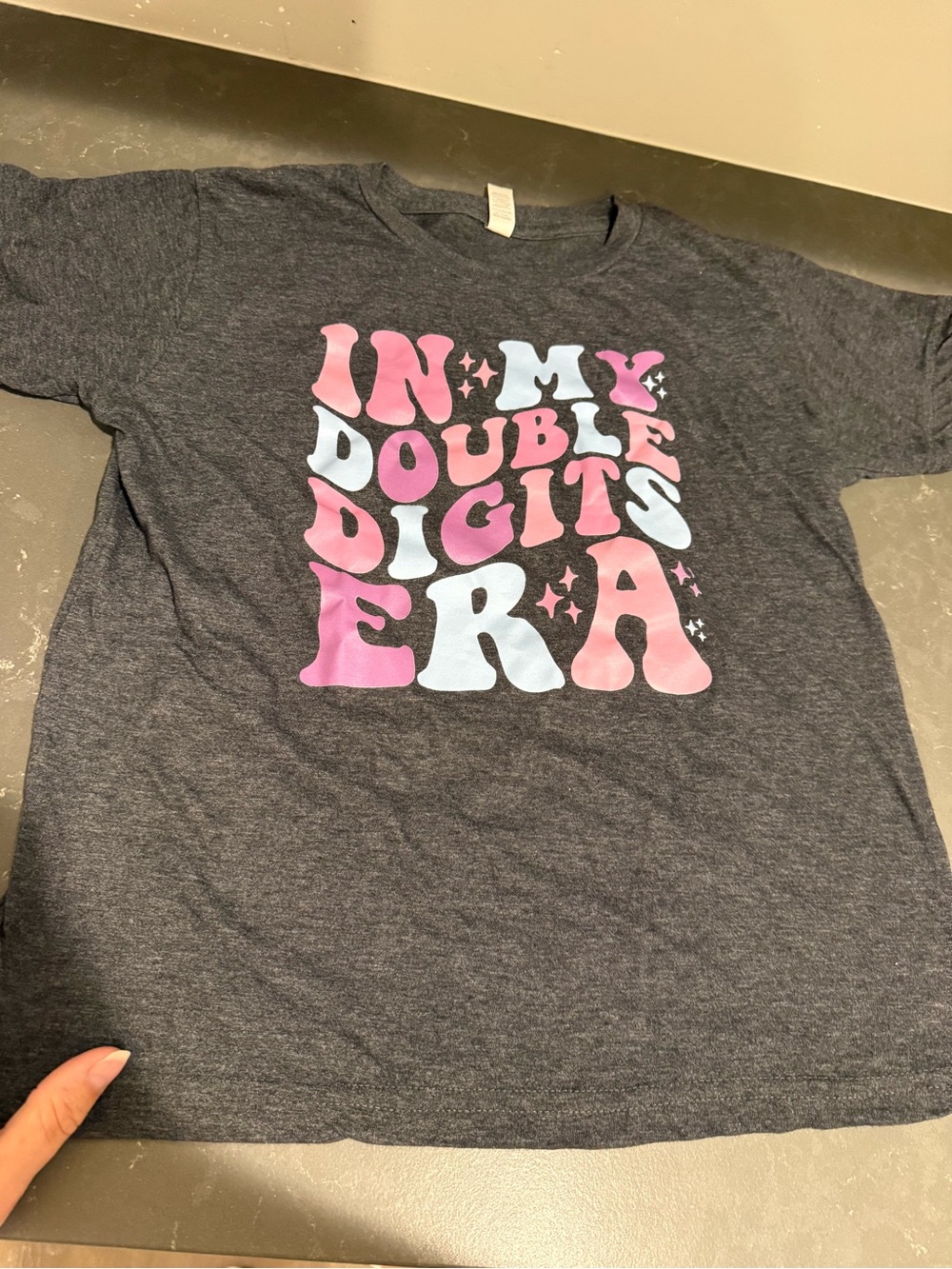 Graphic Tee with Pink & Light Blue Retro Lettering